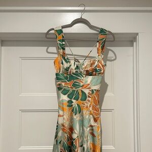 Angel Biba Tropical Print Maxi Dress - Green and Orange